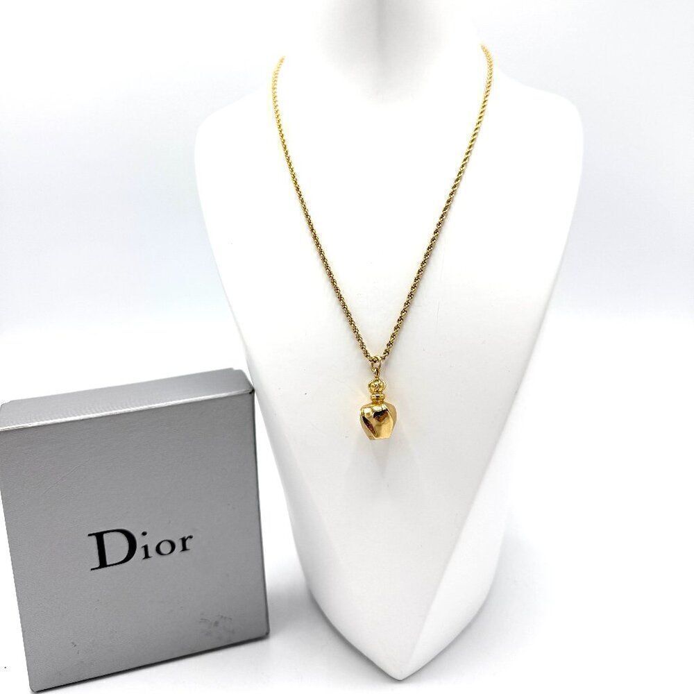 Dior Golden Perfume Bottle CD GHW Necklace